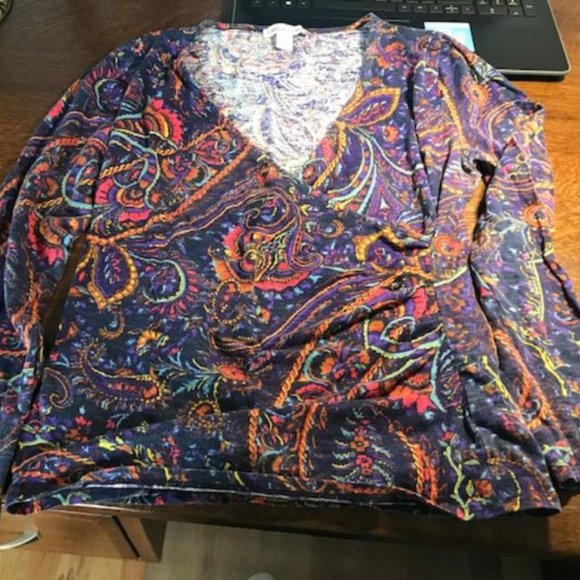 Women's multi color crisscross chest t shirt - Picture 1 of 6